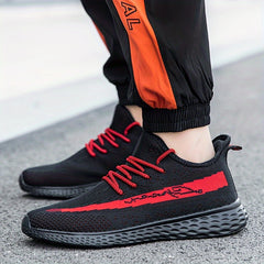  Men's Woven Knit Breathable Sneakers Non Slip Soft Sole Shoes