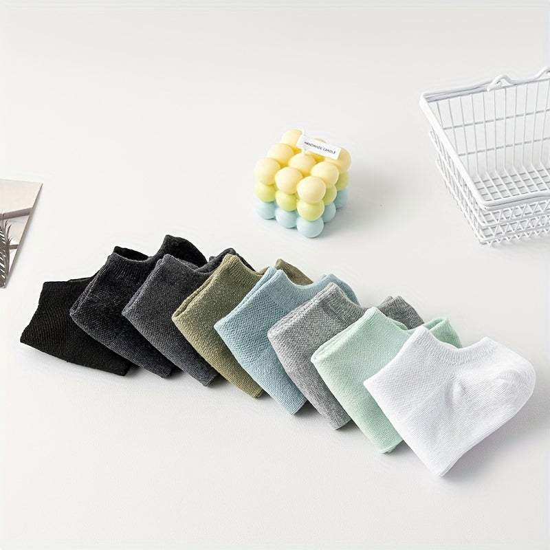 Breathable Lightweight Ankle Socks Women's Stockings - 8 Pairs Solid Socks