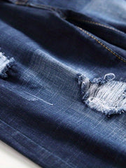 Men's Slim Fit Ripped Denim Shorts Distressed Street Style Summer Shorts