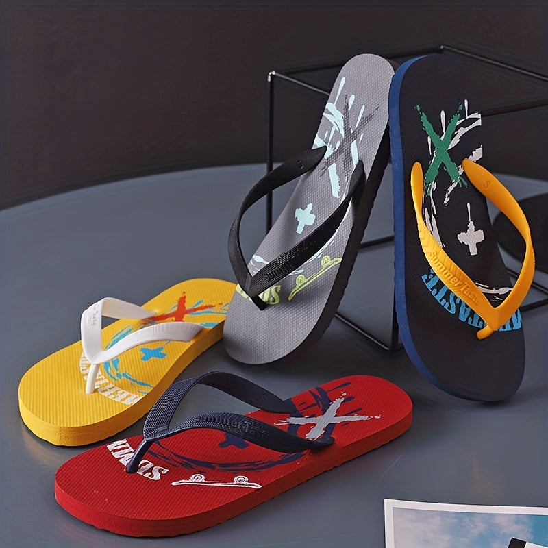 Men's Cartoon Print Arch Support Flip Flops Lightweight Non-slip Sandals