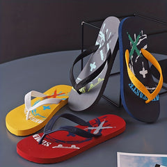 Men's Cartoon Print Arch Support Flip Flops Lightweight Non-slip Sandals