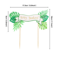 4pcs Dinosaur & Leaf Cake Topper - Green Birthday Christmas Halloween Gift
