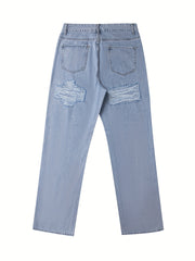 Loose Fit Straight Jeans High Waist Denim Pants Women's Clothing