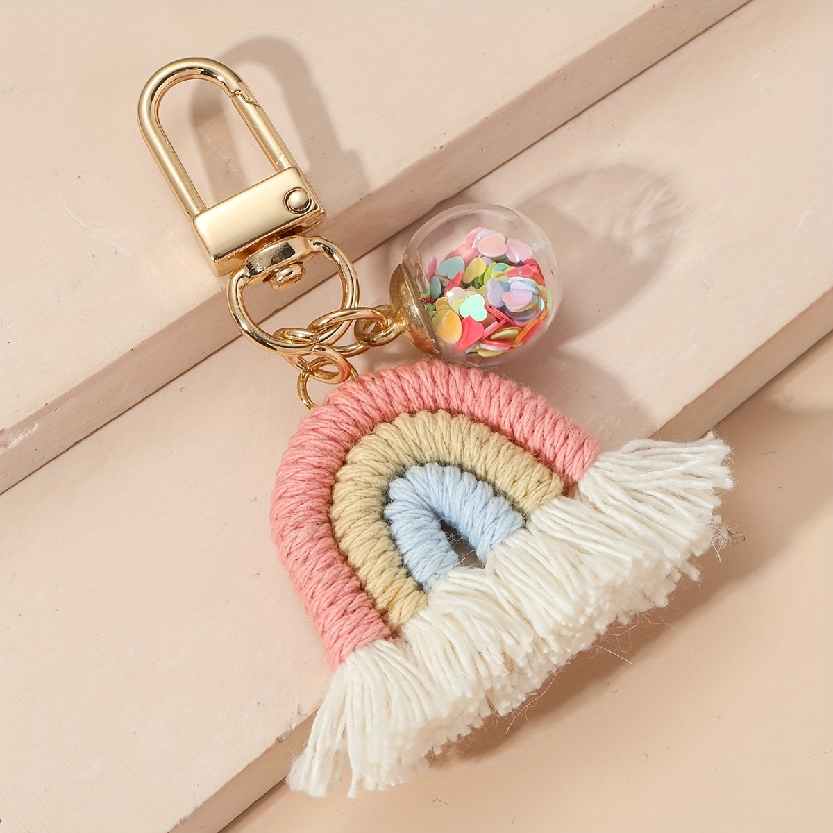 Boho Style Rainbow Tassel Keychain