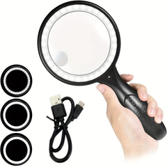 Handheld Magnifying Glass with Light USB Charging Cable