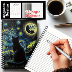 Cat Spiral Notebook Starry Night 100 Pages Journal Office School Supplies