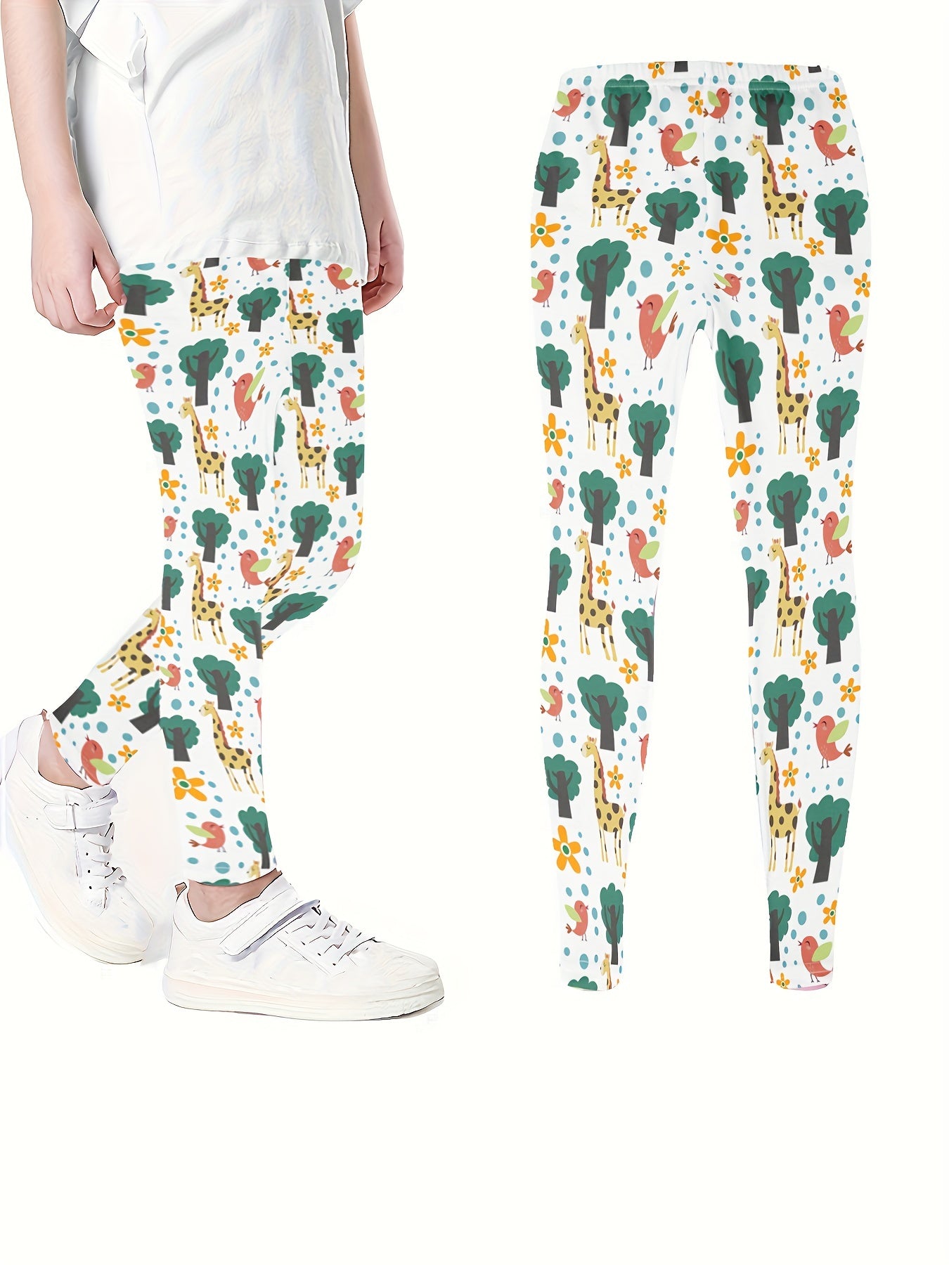 Girls Cartoon Unicorn Print Stretch Soft Leggings Elastic Waist Pants