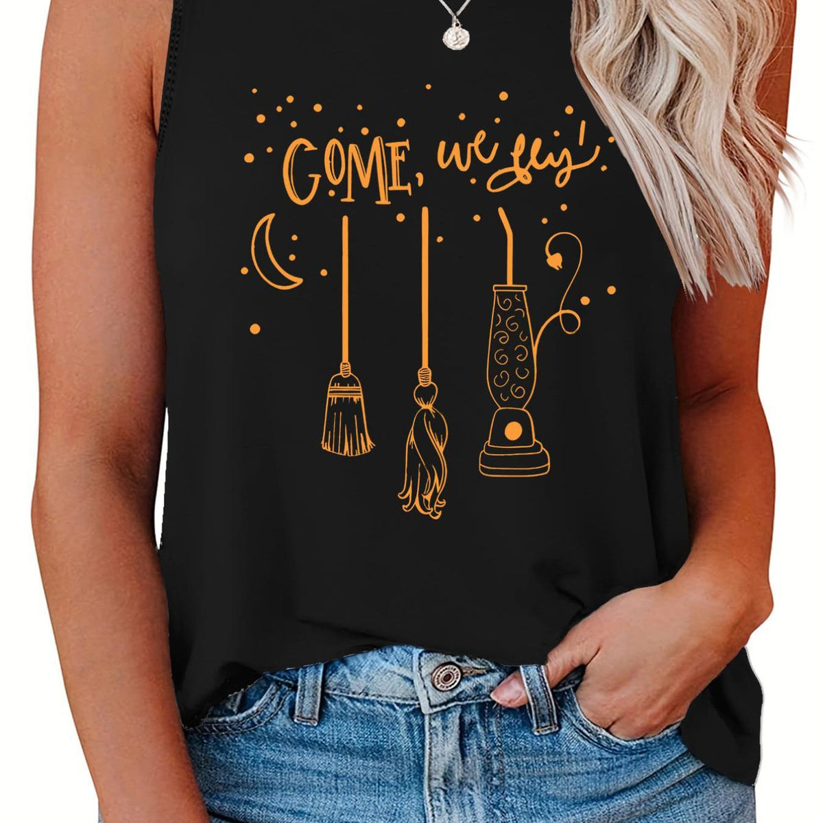  Halloween Tank Top Graphic Print Round Neck Vest