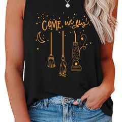  Halloween Tank Top Graphic Print Round Neck Vest