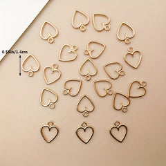 20pcs KC Golden Heart Charms Pendants DIY Jewelry Making Accessories