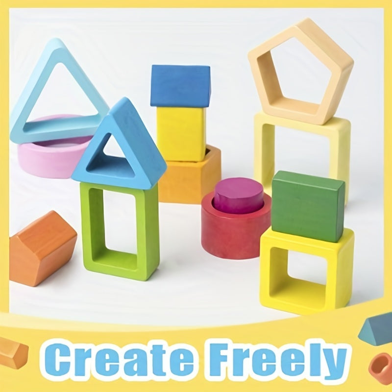Montessori Wooden Sorting & Stacking Toy - Toddler Shape Sorting Gift