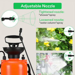 Pressure Sprayer 35 Gallon 5L Pump Shoulder Strap for Plants Watering & Cleaning