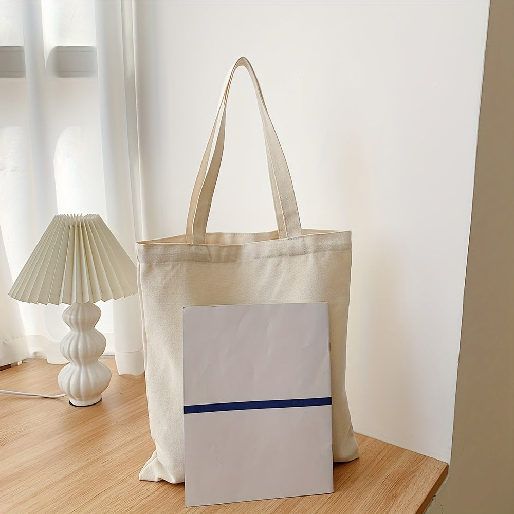 Pink Letter Flower Pattern Canvas Bag Lightweight Shopper Bag