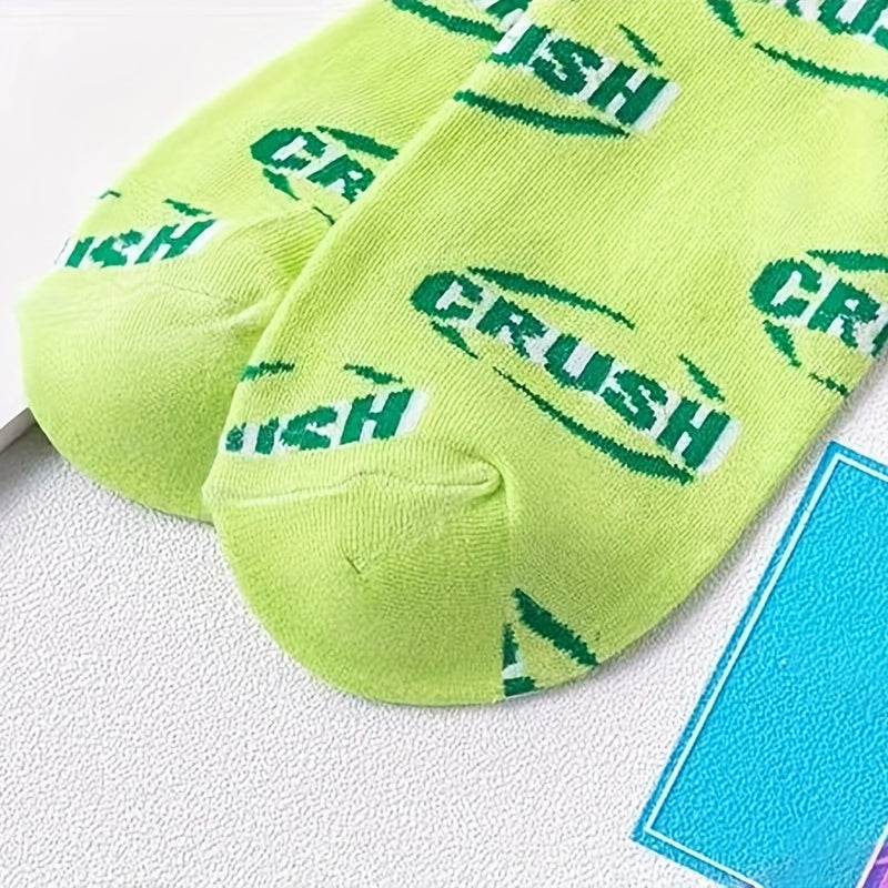 4 Pairs Letter Print Socks Crew Sports Stocking