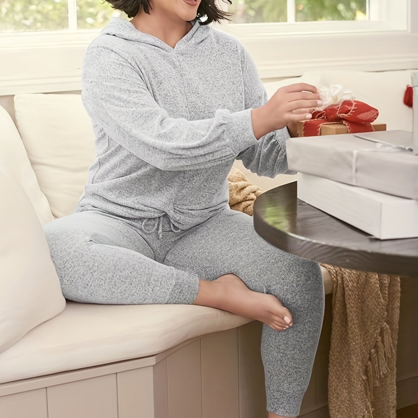  Solid Long Sleeve Hoodie & Joggers Set