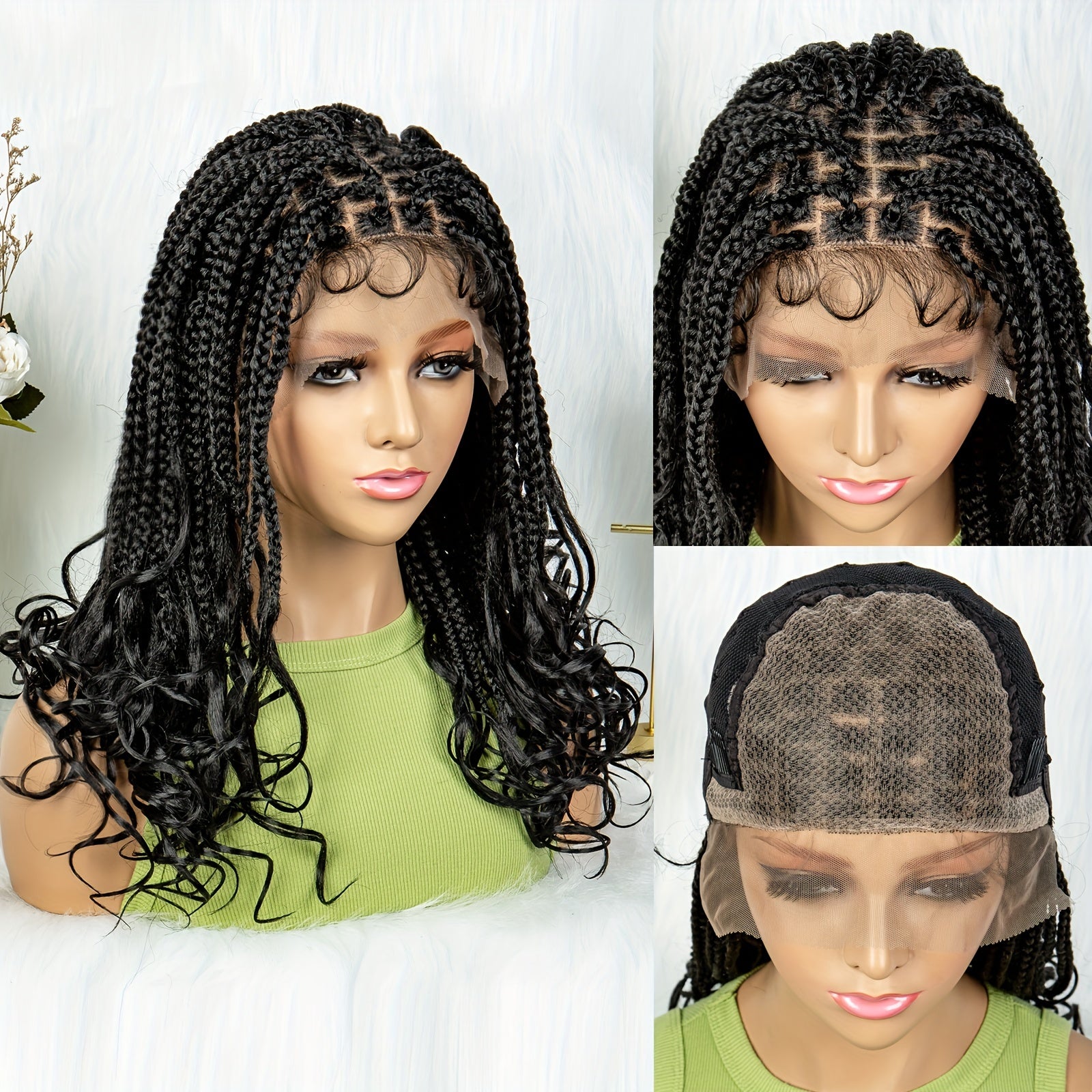 Long Braids Curly Ends Lace Wig 180 Density