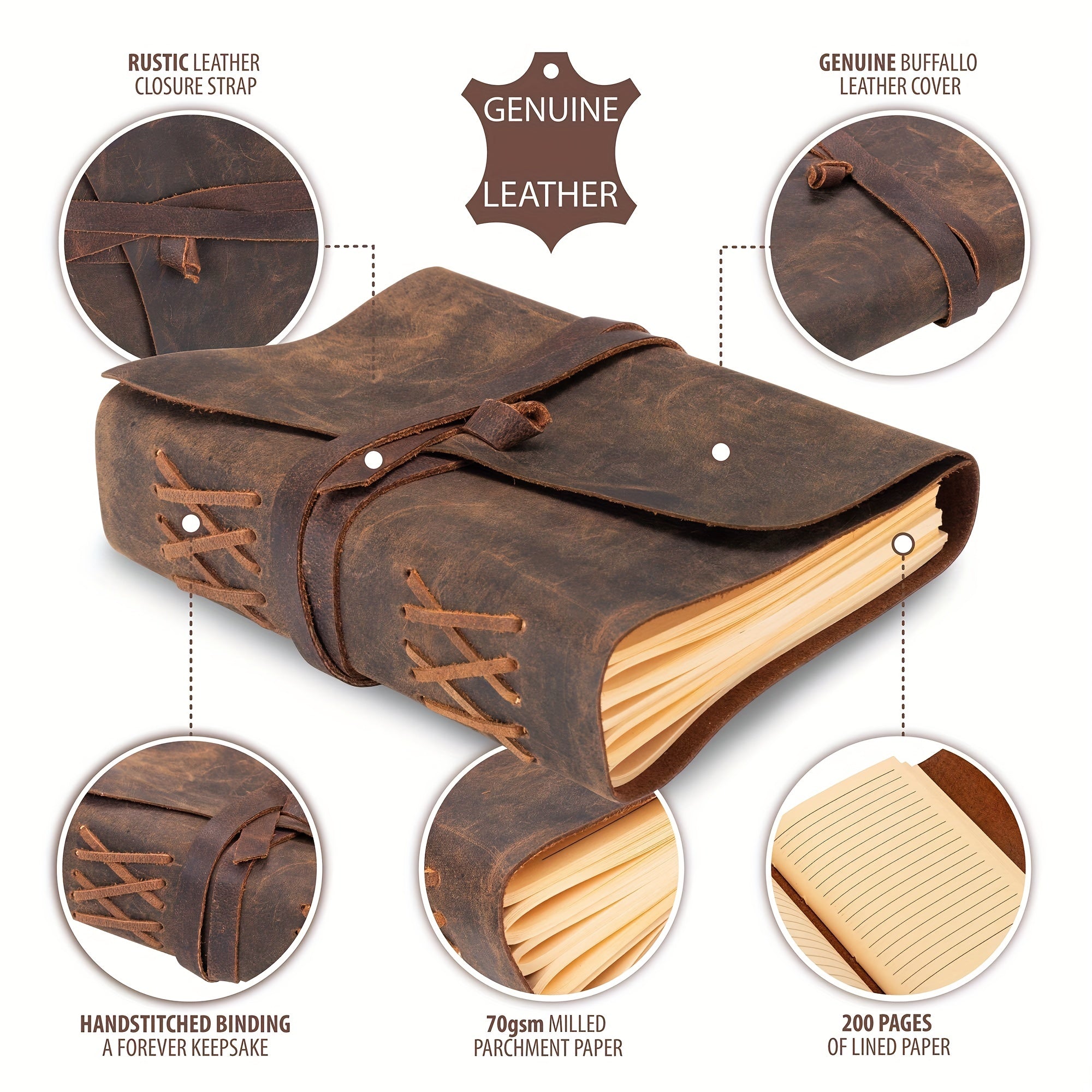 Vintage Leather Notebook Crazy Horse Leather Travel Notepad