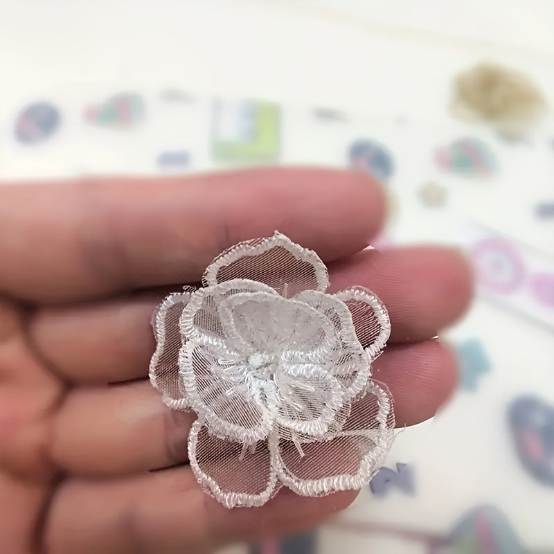 2pcs Lace Flower Patches DIY Appliques Clothing Dress Home Decor