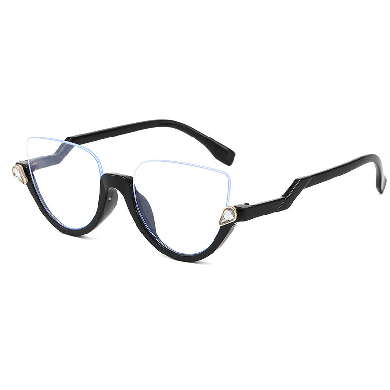 Y2K Cat Eye Frame Glass Women Half Rim Eyeglass Frame