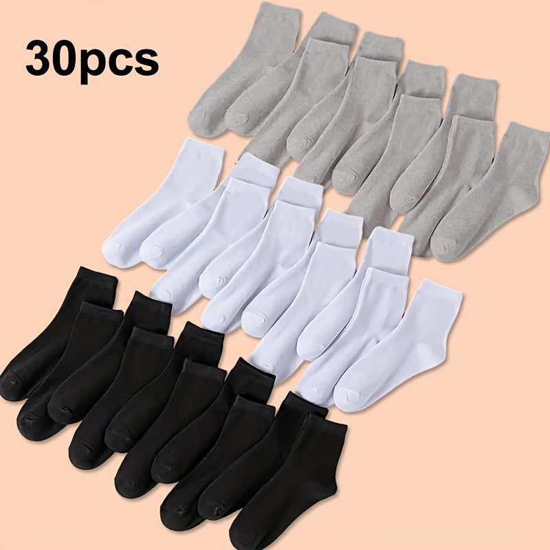 10 20 30 Pairs Solid Socks Comfy & Breathable All match Socks Women's Stockings