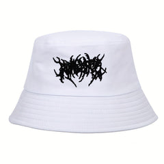Gothic Embroidery Cotton Bucket Hat Unisex Lightweight Sunshade