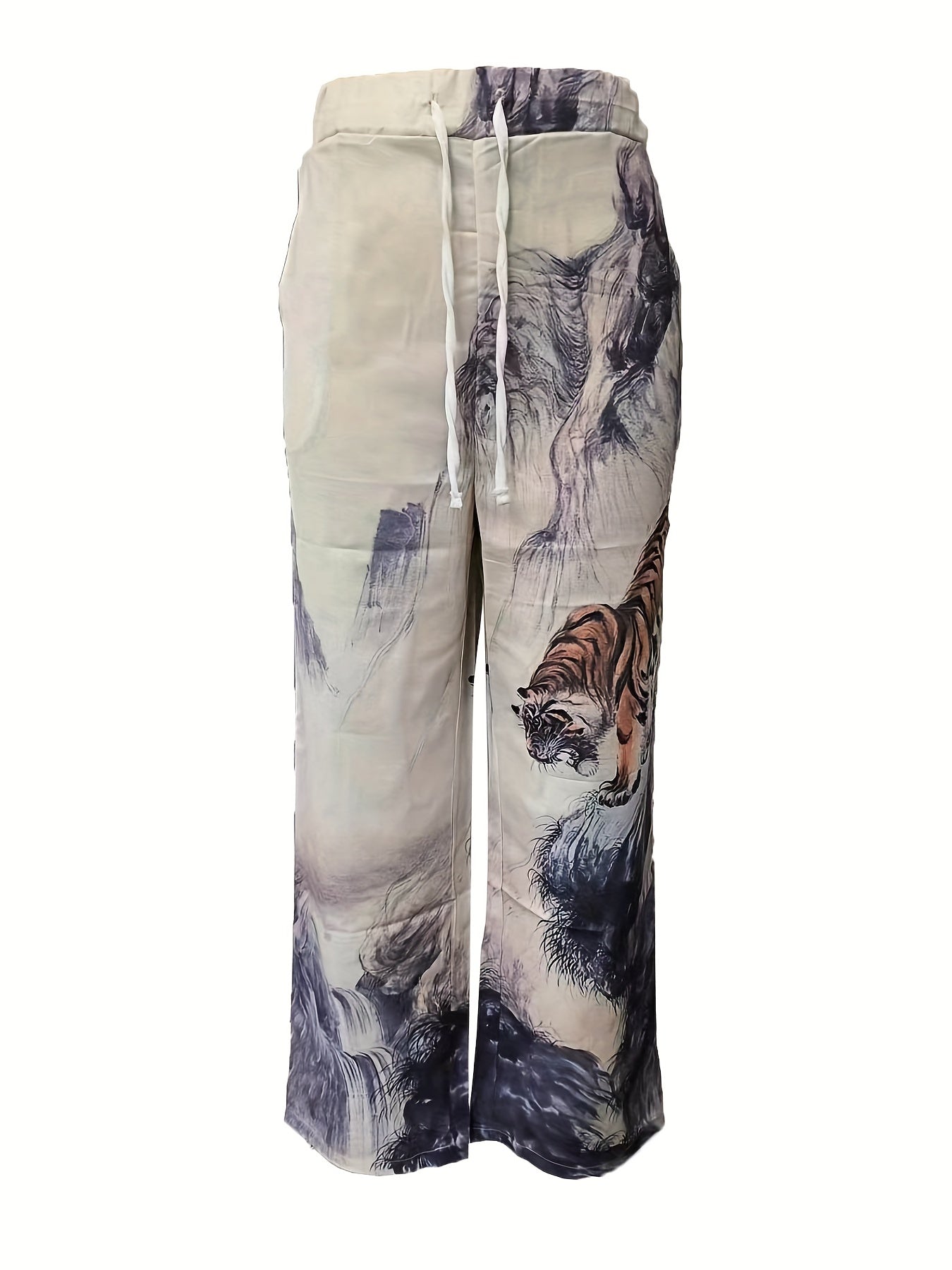 Skull Pattern Wide Leg Pants Men s Street Style Casual Allover Print