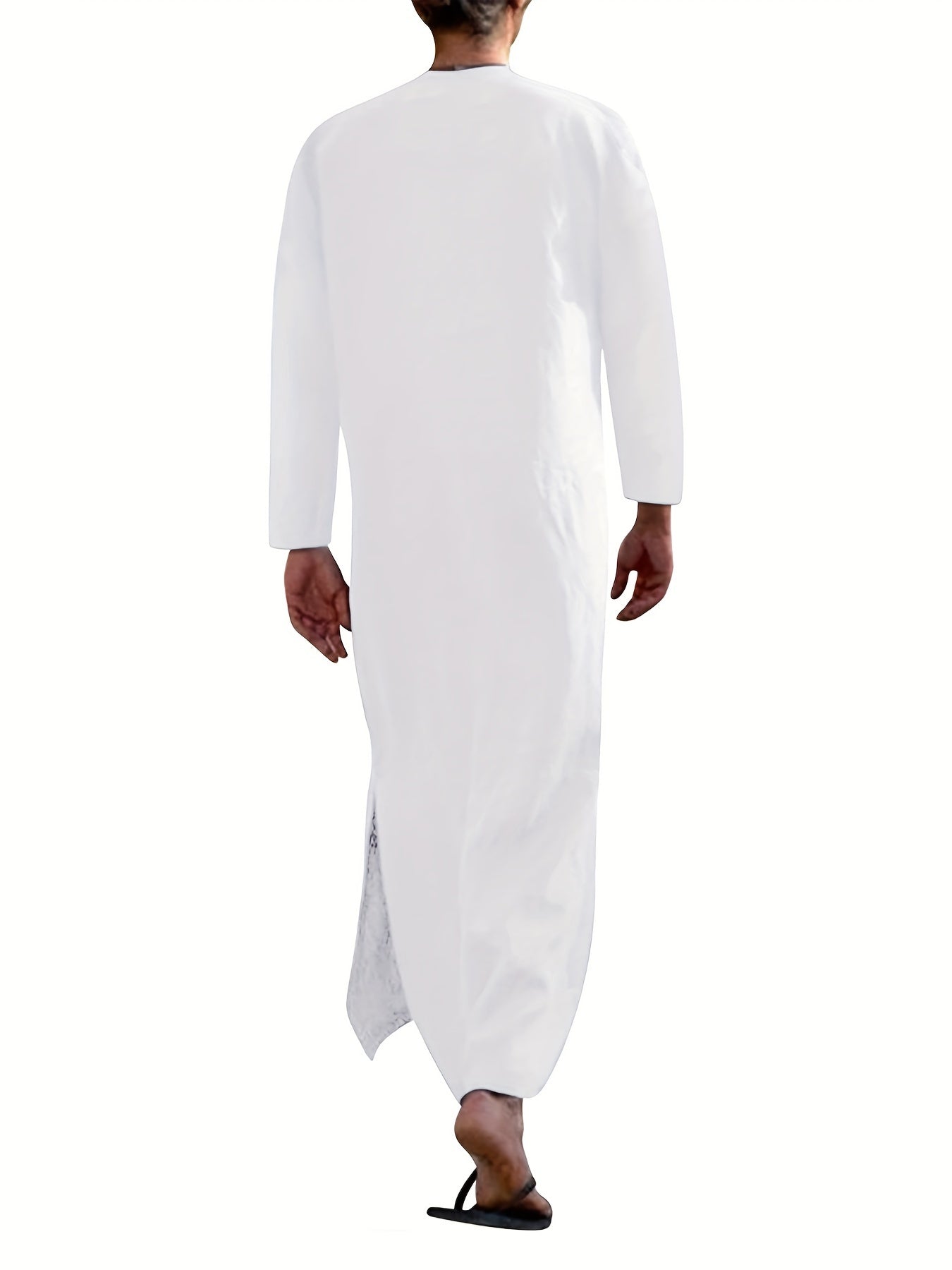 Islamic Arabic Kaftan Men's Long Sleeve V Neck Casual Wear Dubai