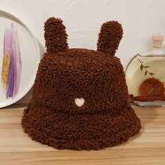 Cat Bucket Hat Lamb Woolen Fleece Winter Warm Fisherman Hat