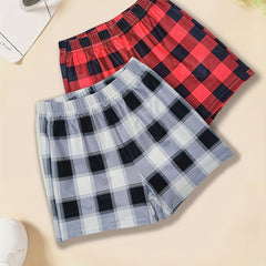 Girls Plaid Shorts Waist Band Comfortable Casual Pants for Summer