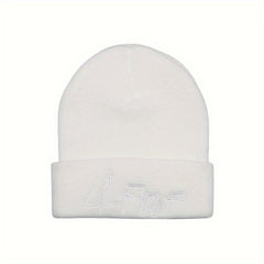 Warm Letter Embroidery Knitted Hat Pullover Beanie