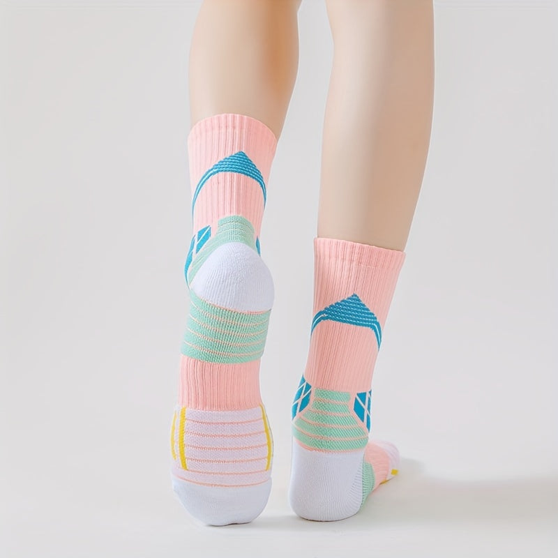 5 Pairs Colorblock Sports Socks for Women
