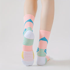 5 Pairs Colorblock Sports Socks for Women