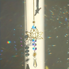 Crystal Sun Catcher Wind Chime Lotus Flower Pendant