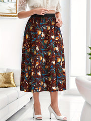  Casual Skirt Women's Plus Floral Print Maxi Skirt