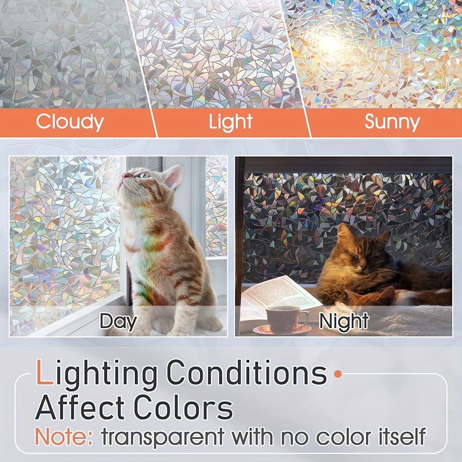 Rainbow Window Privacy Film Stained Glass Sticker