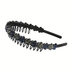Wave Rhinestone Headband with Crystal Pearl Decoration