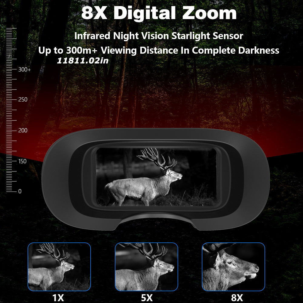 8X Zoom Infrared Night Vision Binoculars HD 2.5K Outdoor Double Field Lens