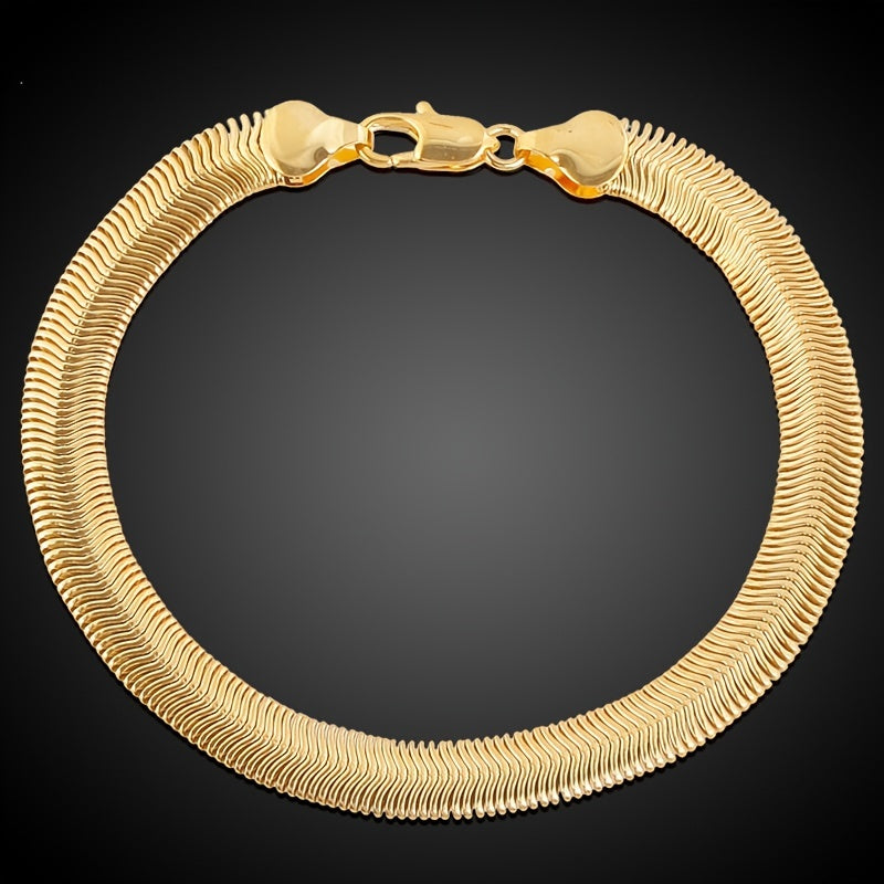 2pcs Men's Snake Chain Necklace & Bracelet Set Hip Hop Accessories