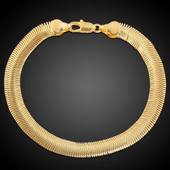 2pcs Men's Snake Chain Necklace & Bracelet Set Hip Hop Accessories