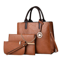 Women's Handbag Set Faux Leather Shoulder Bag & Crossbody Bag & Clutch Purse