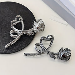 Vintage Metal Rose Hair Claw Flower Shark Claw Back Head Ponytail Holder