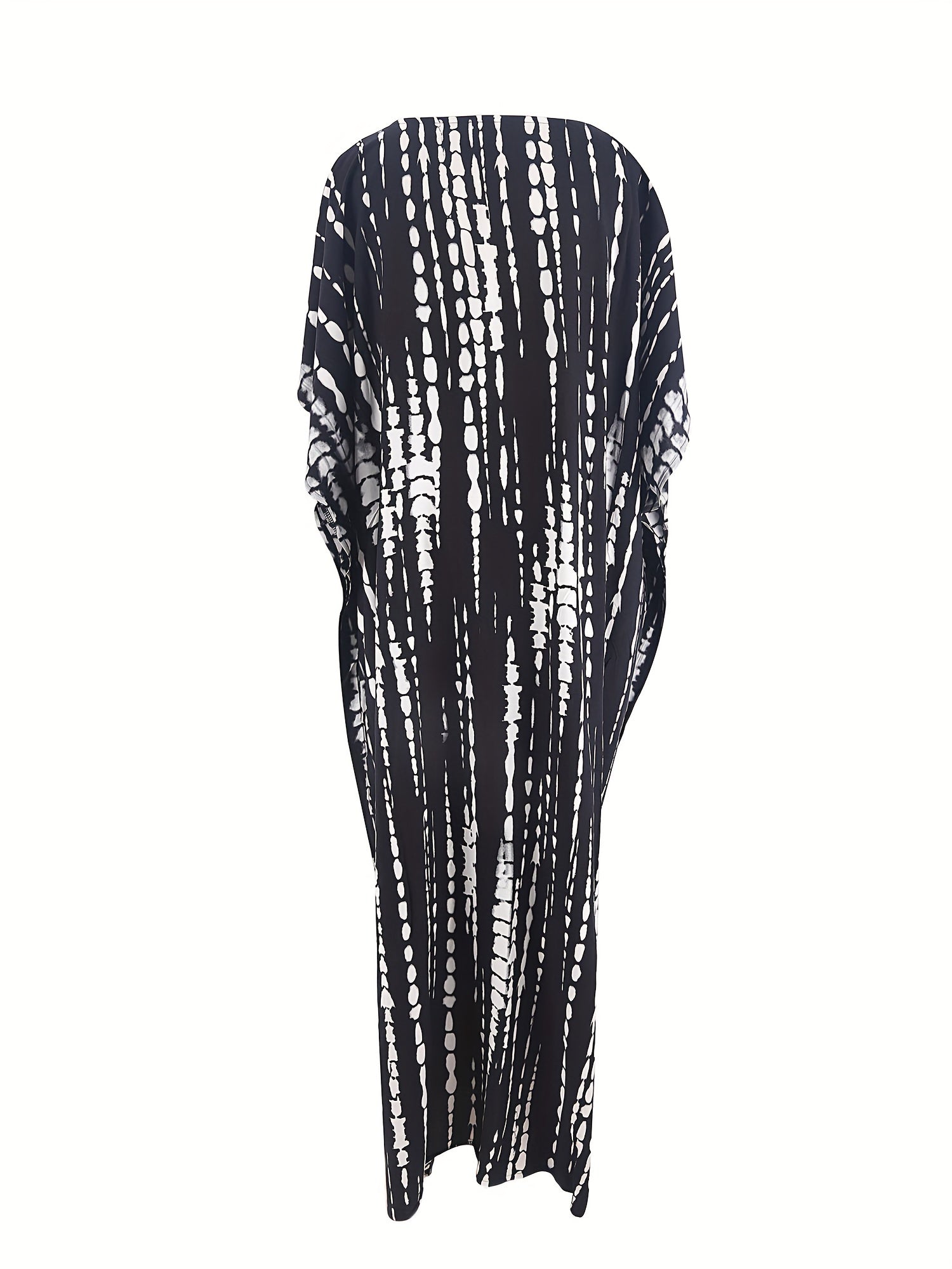  Boho Cover Up Women's Plus Striped Batwing Sleeve Maxi Kaftan Dress