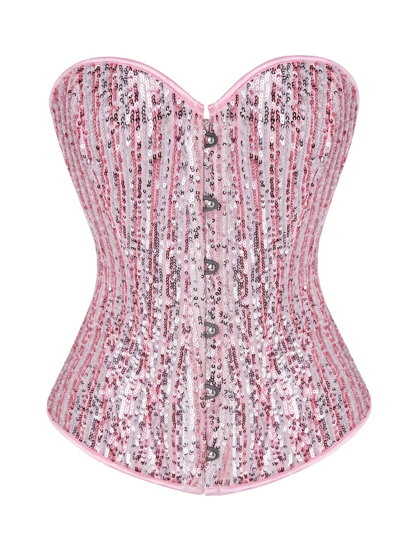  Sequin Lace Up Tummy Control Corset Top