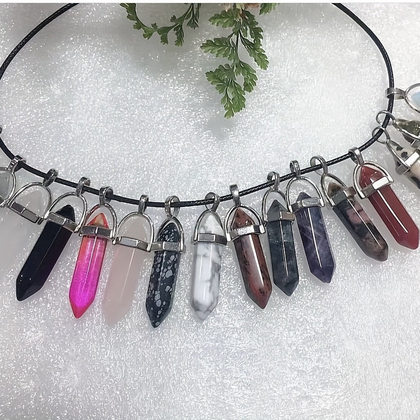 Colorful Chakra Pendant Crystal Pointed Prism Shape Pendants for Jewelry Making