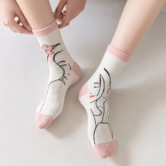 Funny Pattern Mid Tube Socks For Sports Skateboard Women's Socks