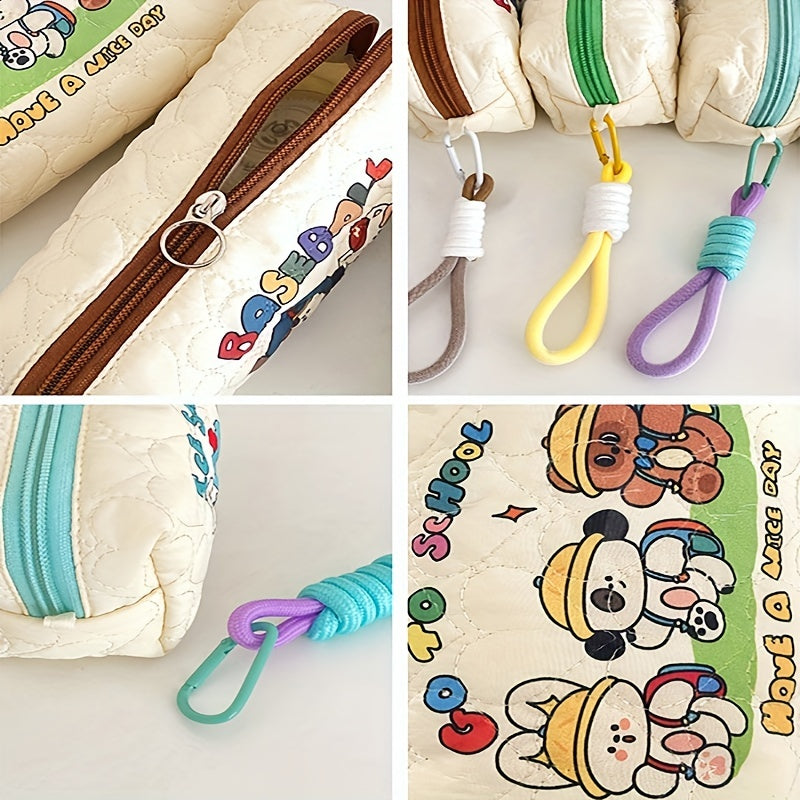 Cartoon Student Pencil Case Portable Puppy Printed Cosmetic Bag