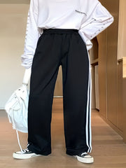  Stripe Print High Rise Wide Leg Pants