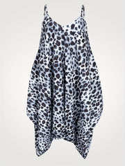  Leopard Print V Neck Harem Jumpsuit