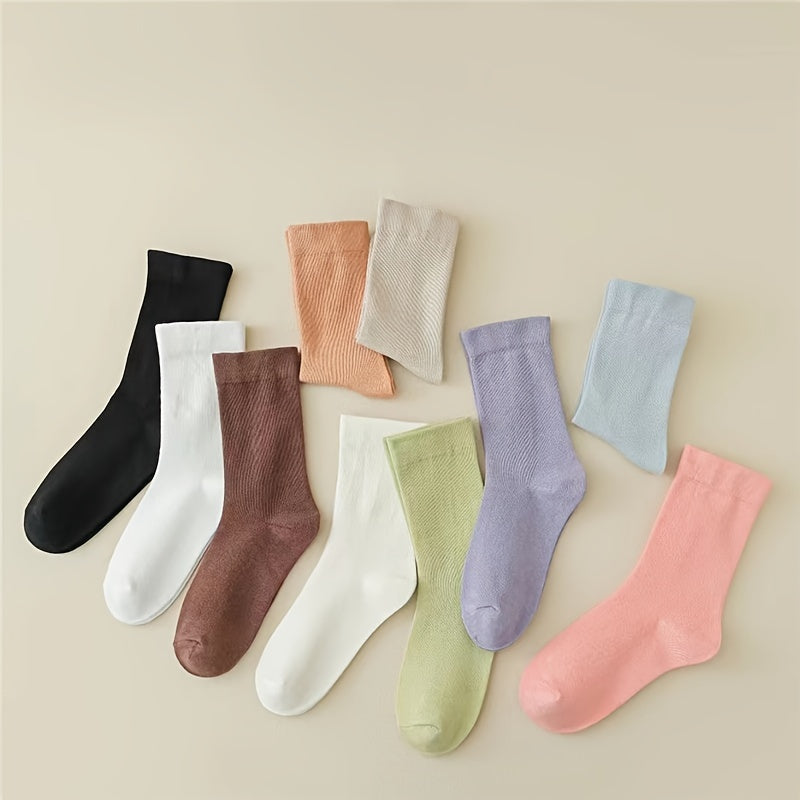 10 Pairs Comfy Breathable Women's Mid Tube Socks