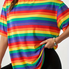  Rainbow Striped Pajama Tee